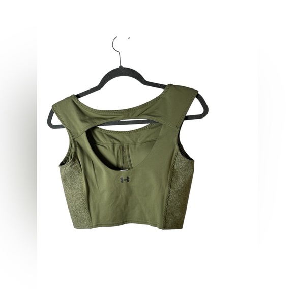 Under Armour Olive Green Fitted Crop Sports Bra Size S - Picture 3 of 7